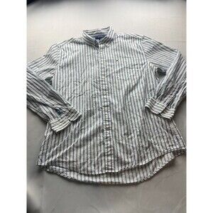 Tommy Hilfiger Button Down Mens Shirt Size‎ XL Blue White Striped Long Sleeve